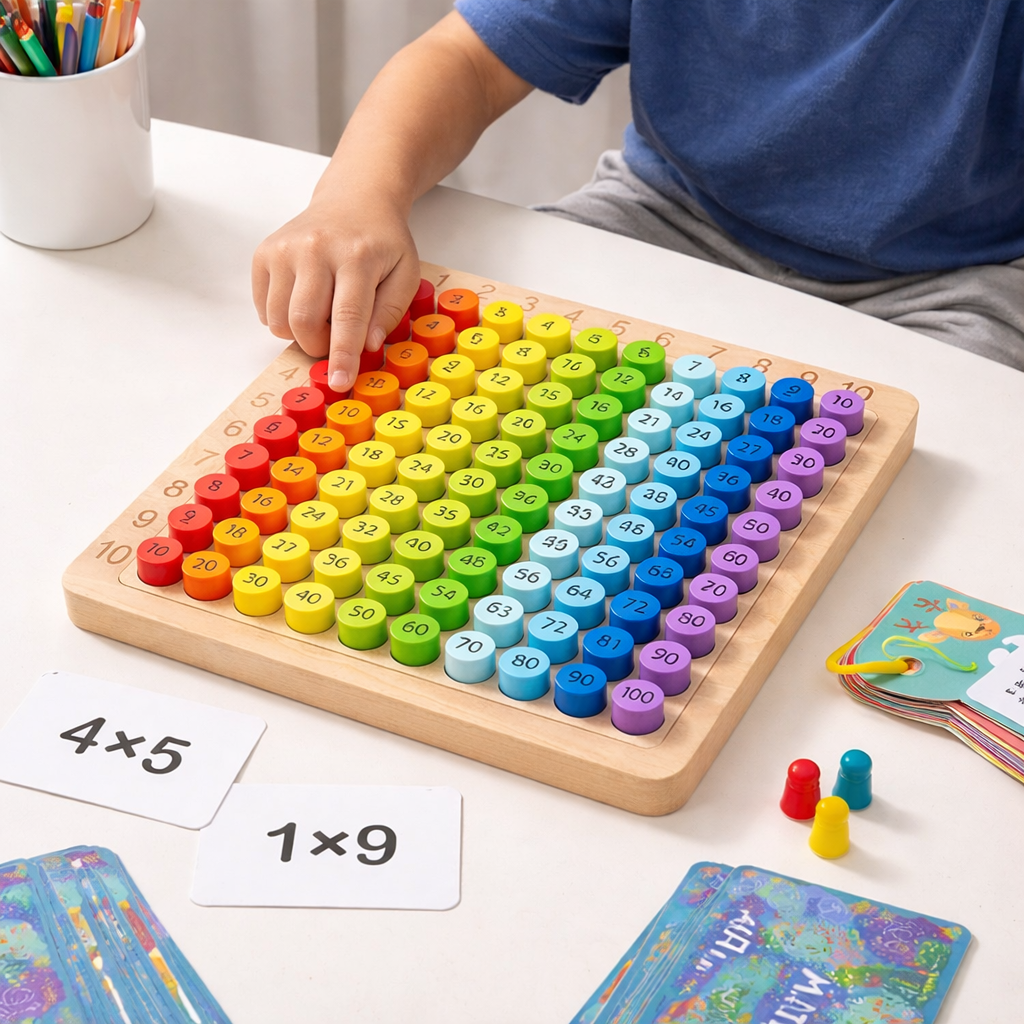 Multiplikationstabell i Trä: Matematikspel för Barn
