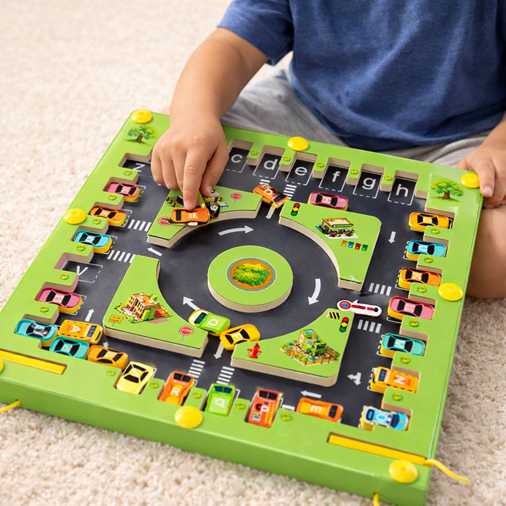 Montessori Magnetiskt Alfabetspel i Trä – Pedagogisk Labyrintleksak