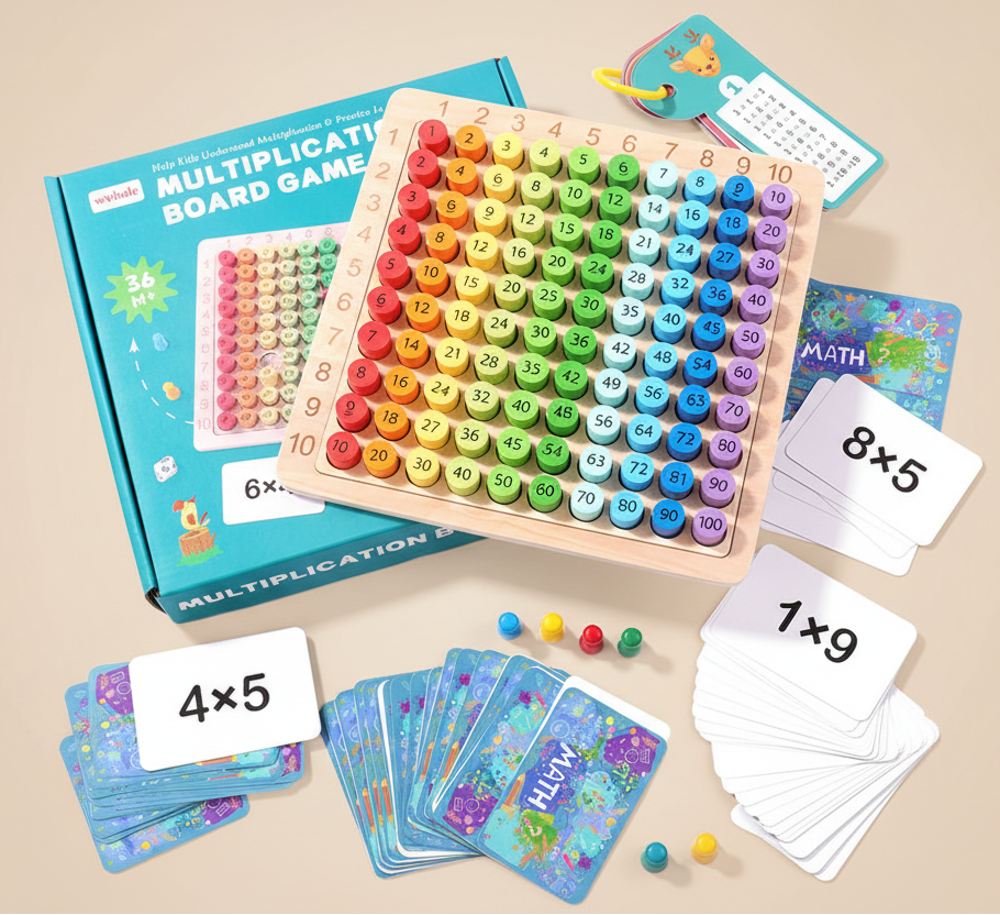 Multiplikationstabell i Trä: Matematikspel för Barn