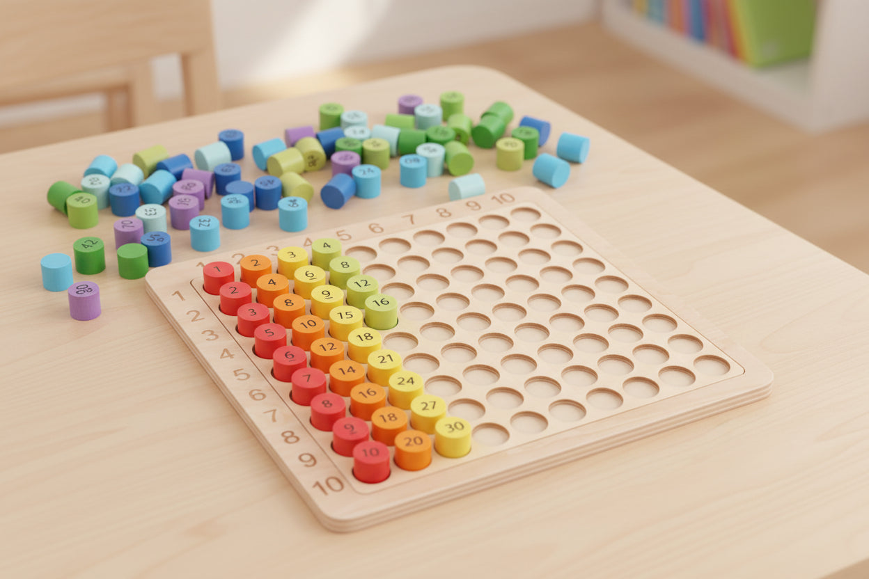 Multiplikationstabell i Trä: Matematikspel för Barn