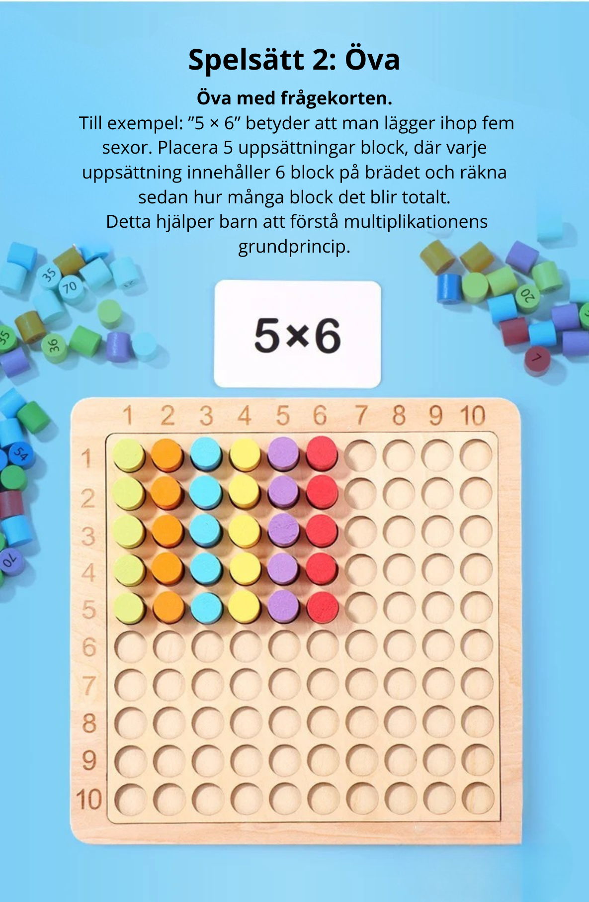 Multiplikationstabell i Trä: Matematikspel för Barn