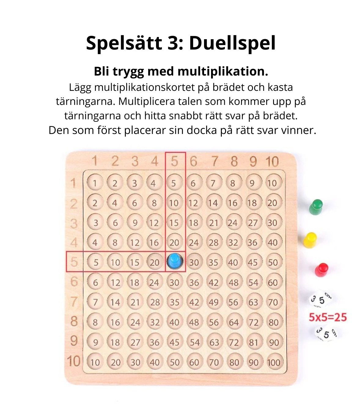 Multiplikationstabell i Trä: Matematikspel för Barn