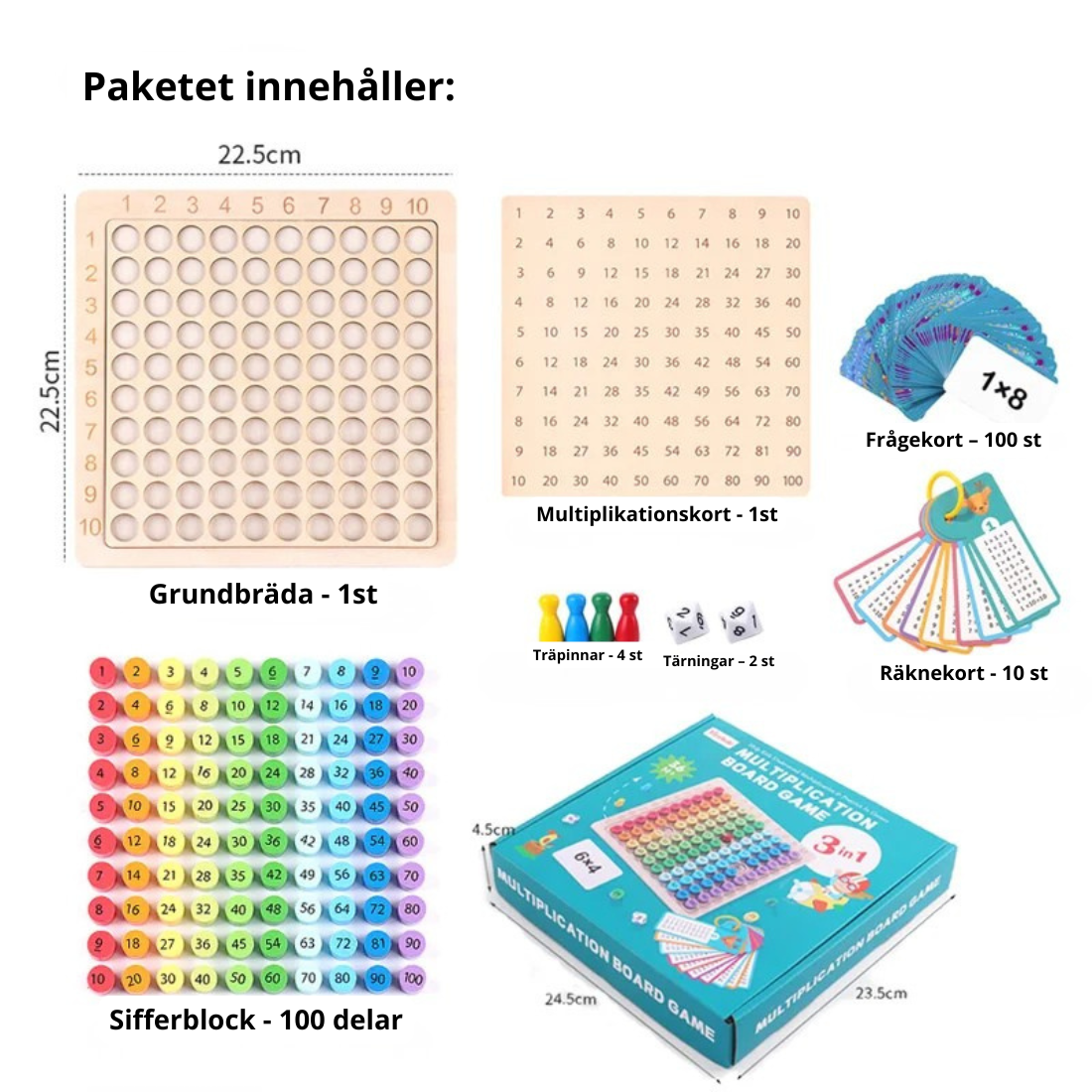 Multiplikationstabell i Trä: Matematikspel för Barn